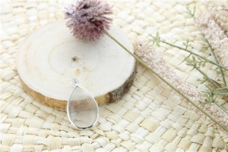 PENDENTIF CRISTAL DE ROCHE ARGENT 925 FORME GOUTTE GRAND MODELE