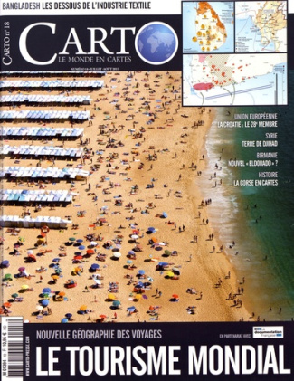 Carto N° 18, juillet-aout 2013 : Le tourisme mondial. Nouvelle géographie des voyages