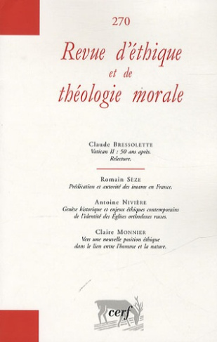 Revue d'éthique et de théologie morale N° 270, Septembre 2012