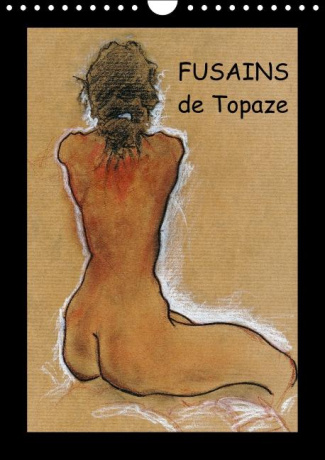 Fusains de Topaze. Croquis aux fusains et crayons gras. Calendrier mural A4 vertical perpétuel