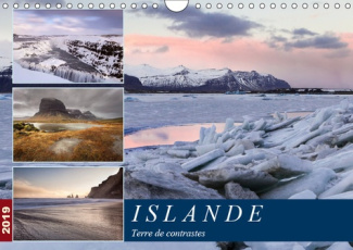 ISLANDE, TERRE DE CONTRASTES (CALENDRIER MURAL 2019 DIN A4 HORIZONTAL) - VOYAGE DANS LES PAYSAGES GR