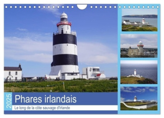Phares irlandais Le long de la côte sauvage d'Irlande (Calendrier mural 2025 DIN A4 vertical), CALVE