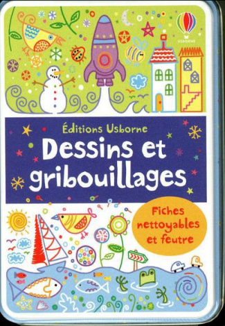 Dessins et gribouillages. Fiches nettoyables et feutre