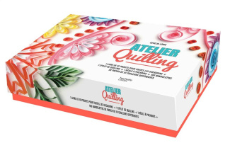 Coffret : Atelier Quilling. Contient : 1 stylet de Quilling, 1 règle à pochoirs, 100 bandelettes de