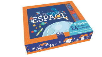 Je découvre l'espace. Un livre et une lampe. Projette 24 images de planètes, contellations et engins