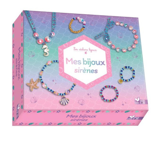 Mes bijoux sirènes. Coffret avec fil élastique, ruban écaille, des breloques et des perles