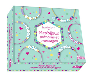 Mes bijoux prénoms et messages. Coffret avec 70 perles lettres, des perles coeur, 1 chaîne dorée, 1