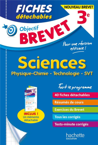 Fiches détachables Sciences 3e. Physique-chimie, technologie, SVT, Edition 2021