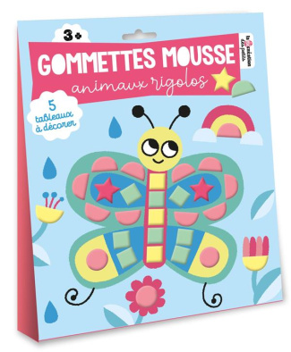 Gommettes mousse animaux rigolos. Pochette avec accessoires