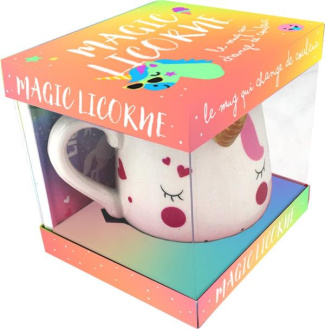 Coffret Magic licorne. Contient : 20 recettes de boissons chaudes et de gourmandises colorées et 1 m