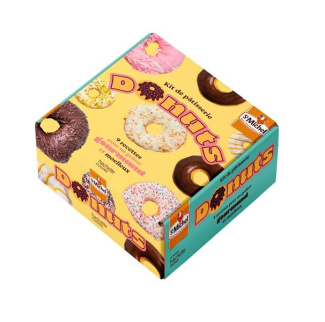 Kit de pâtisserie Donuts. 9 recettes pour un goûter gourmand et moelleux. Coffret avec 1 livre, 1 em