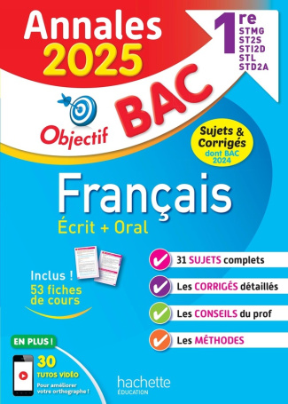 Annales Français 1res STMG-STI2D-ST2S-STL-STD2A. Sujets et corrigés, Edition 2025