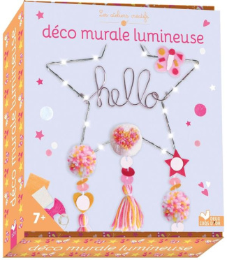 Déco murale lumineuse. Avec 1 support étoile, du fil d'aluminium, 1 guirlande lumineuse, 1 coupon pa