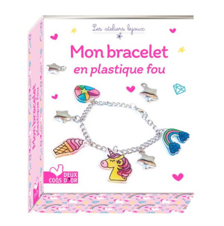 Mon bracelet en plastique fou. Avec 2 planches de plastique fou, 1 chaîne argent, 2 breloques étoile