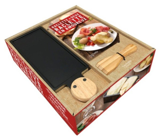 Raclette à deux, raclette en amoureux. Coffret avec 1 appareil à réclette à la bougie pour 2 personn