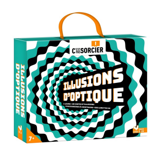 Illusions d'optique. Coffret avec 1 livre, 20 cartes d'illusions, 8 accessoires à construire, des lu