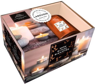 Mon rituel bien-être. Avec une bougie d'ambiance parfum coton et un livre d'idées pour prendre soin