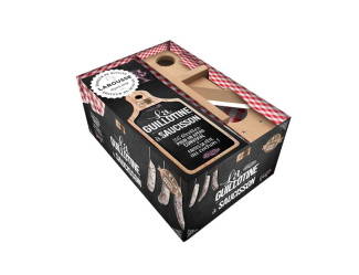 Guillotine à saucisson. Coffret avec 1 livre 20 recettes pour un apéro convivial et 1 guillotine à s