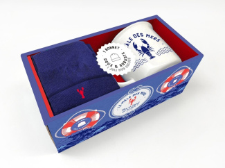 Le mâle des mers. Coffret avec un mug en céramique, un bonnet en coton et un petit livret