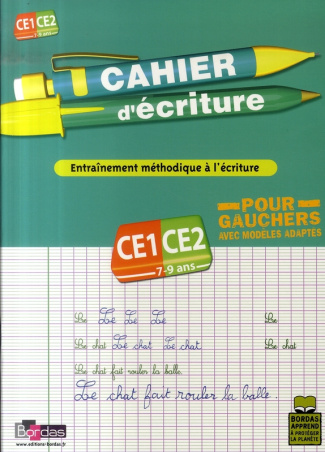Cahier d'écriture pour gauchers CE1-CE2