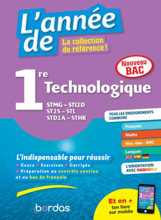 L'année de 1re STMG, STI2D, ST2S, STL, STD2A, STHR