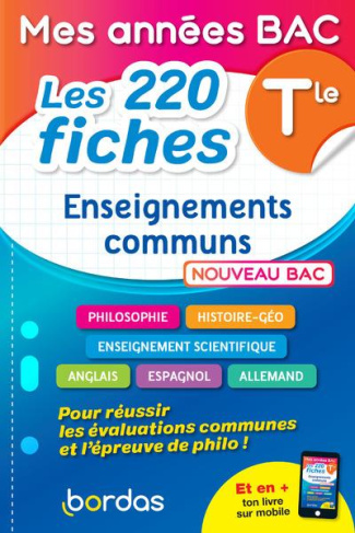 Les 220 fiches Enseignements communs Tle. Edition 2021