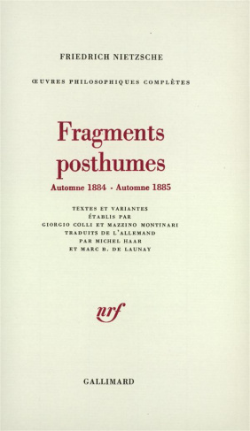 Oeuvres philosophiques complètes. Tome 11, Fragments posthumes (automne 1884 - automne 1885)