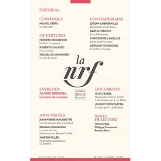 La Nouvelle Revue Française N° 612, avril 2015
