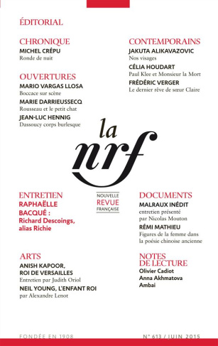 La Nouvelle Revue Française N° 613, juin 2015