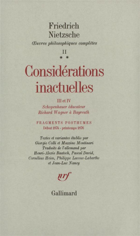 Oeuvres philosophiques complètes. Tome 2-2, Fragments posthumes (début 1874-printemps 1876) Considér
