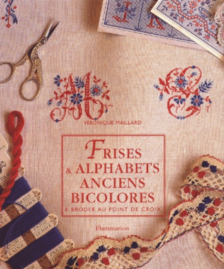 Frises et alphabets anciens bicolores, à broder au point de croix