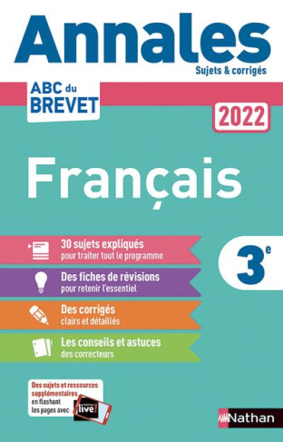 Français 3e. Sujets & corrigés, Edition 2022