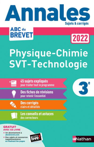 Physique-Chimie - Sciences de la vie et de la Terre - Technologie 3e. Sujets et corrigés, Edition 20
