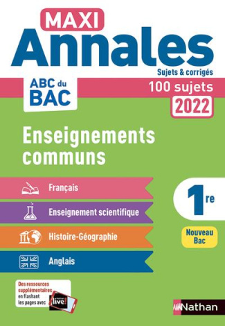 Enseignements communs 1re. Sujets & corrigés, Edition 2022