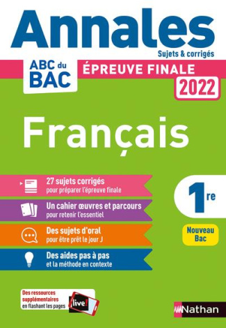 Français 1re. Sujets et corrigés, Edition 2022