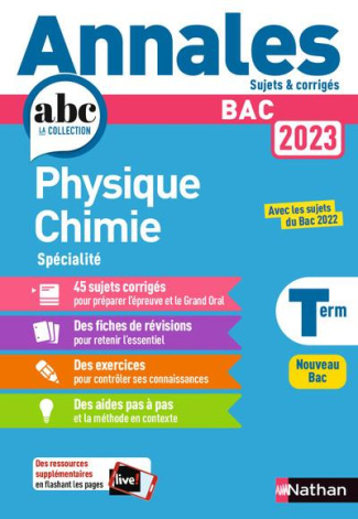 Physique-Chimie Tle Spécialité. Annales Sujets & corrigés, Edition 2023