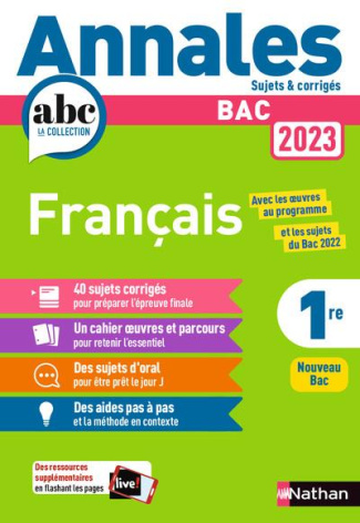 Annales Bac Français 1re. Sujets & corrigés, Edition 2023