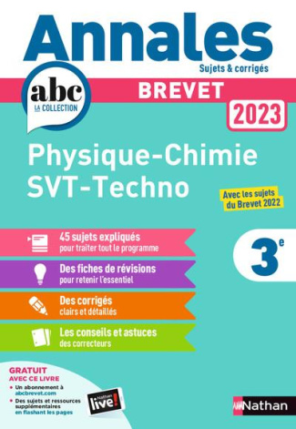 Physique-Chimie - SVT - Technologie 3e. Sujets & corrigés, Edition 2023