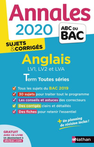 Anglais LV1, LV2 et LVA Tle toutes séries. Edition 2020