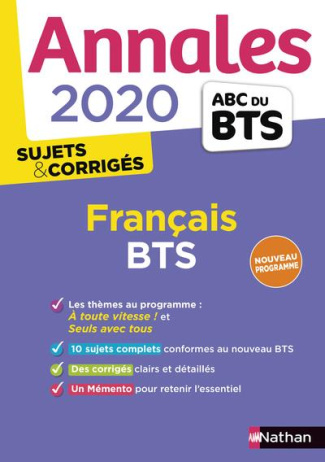 Annales Français BTS. Sujets & Corrigés, Edition 2020
