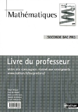 Mathématiques Seconde Bac pro. Livre du professeur