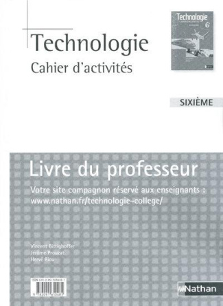Technologie 6e, cahier d'activités. Livre du professeur