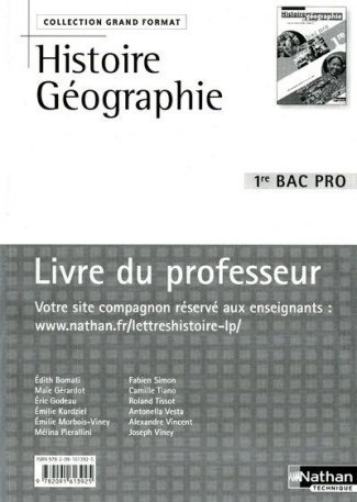 Histoire Géographie 1e Bac Pro. Livre du professeur