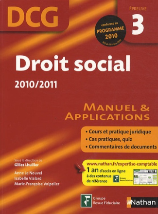 Droit social DCG 3. Manuel & applications, Edition 2010-2011
