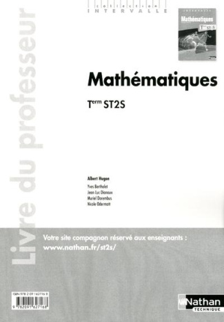 Mathématiques Tle ST2S. Livre du professeur