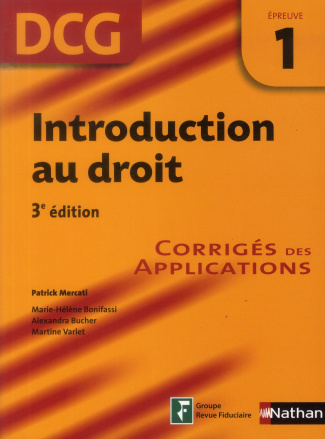 Introduction au droit - DCG 1. Corrigés des applications, 3e édition