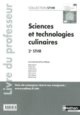 Sciences et technologies culinaires 2de STHR. Livre du professeur