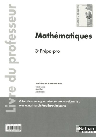 Mathématiques 3e Prépa-pro. Livre du professeur