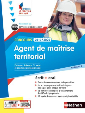 Concours agent de maîtrise territorial. Catégorie C, externe, interne, 3e voie et examens profession