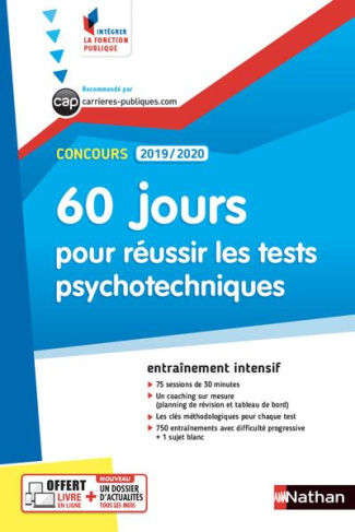 60 jours pour réussir les tests psychotechniques. Concours catégories B et C, Edition 2019-2020